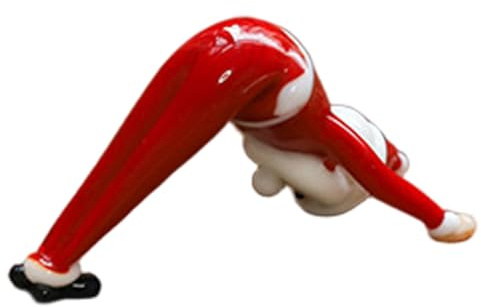 Hbbgdiy Weihnachtsmann-Figuren, Mini-Yoga-Weihnachtsmann aus Glas, dekorative Weihnachtsdekoration zum Sammeln, für Weihnachtsbaum, Tisch, Zuhause, Party, Präsentation, Stil 3