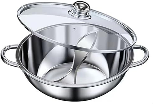 Nonstick Frying Pan Double Sota Hot Shabu Shabu Shabu Hot Pot for Induction Cook Gas Stove Cooking All Pot Pot Lid Lid Glass Cookware No