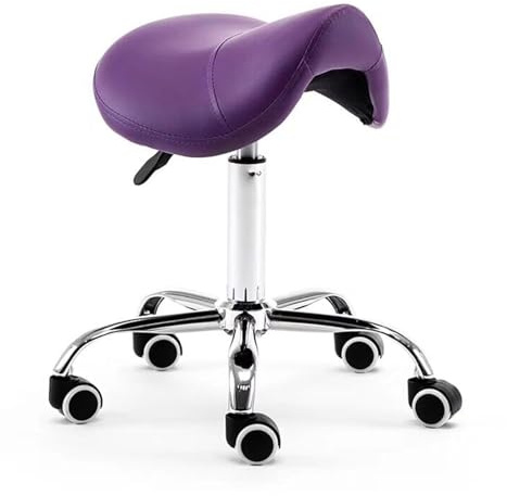 LQVAIPT Sgabello da sella con rotelle idraulico: moderno sedile girevole su ruote, comoda poltrona di bellezza for un sano supporto for la schiena(Purple)