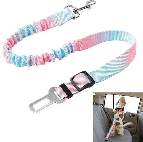 Smaoqingji Anschnallgurt Hund Auto Elastisch Hunde Autogurt - 1 Stück, Blau Rosa Farbverlauf, Verstellbarer Hundegurt, Geeignet für Alle Arten von Haustieren und Fahrzeugmodellen