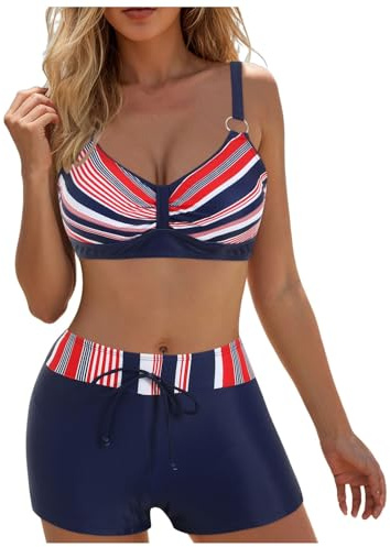 Conjunto Deportivo para Mujer Bañador Grain De Sable Bikini Mujer Talla Grande Push Up sobre Bustier Traje De Dos Piezas con Estampado Floral Entrecruzado Y Cuello En V