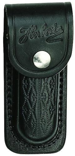 Herbertz Messer Etui - schwarzes Leder mit Prägemuster - Gürtelschlaufe - für Messer mit 13 cm Heftlänge