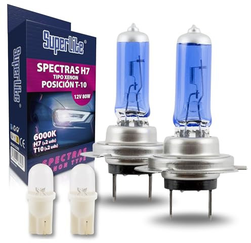 Superlite 1 Set DE 4 LAMPARAS SPECTRAS para Coche. 2 UDS H7 Color Blanco 6000K - 2 UDS T10