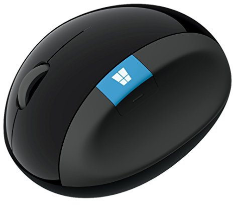 Microsoft Sculpt Ergonomic Mouse, Black - Wireless Mouse for Natural Wrist Comfort with 4-Way Scroll Wheel for PC/Laptop/Desktop, works with Mac/Windows 8/10/11 Computers