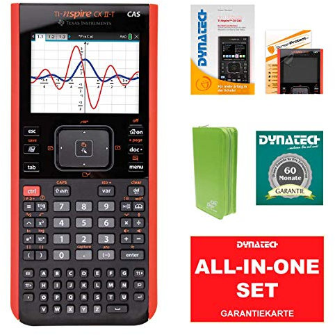 TI-Nspire CX II-T CAS Grafikrechner + grüne Tasche + Garantieverlängerung + Im Fokus: Das Buch zum Rechner + ScreenProtect Displayschutzfolie UltraClear