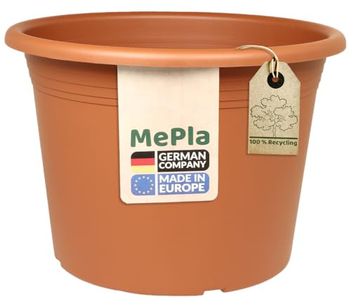 MePla Blumentopf Cilindro - runder Pflanzkübel - wetterfestes Pflanzgefäß - UV-beständiger Blumenkübel - Pflanzentopf - Kübel - Ø 50 - Terracotta