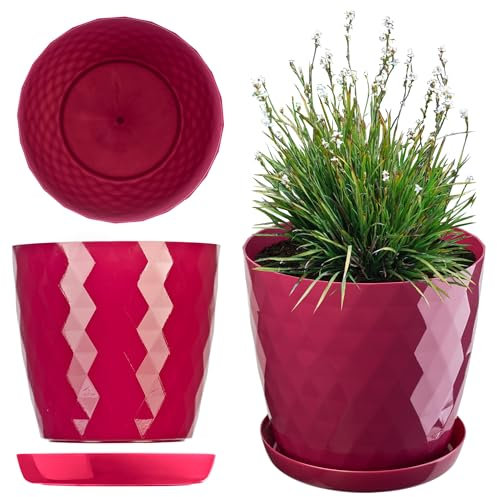 KADAX Pot de Fleurs 30 cm – en Plastique avec Soucoupe Intégrée, Pot de Plante pour Une Décoration Florale Moderne dans l'espace Intérieur (Rose)