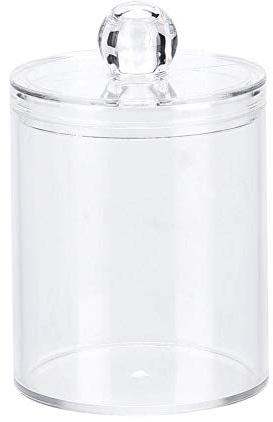 Chanmee Cotton Swab Container, Acrylic Cotton Ball Holder with Lid, Cotton Swab Dispenser Cotton Rounds Holder Round Cotton Bud Case Acrylic Cotton Swab Holder for Organizing Cotton Swab