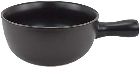 HASAYAKI Sartén de cerámica ignífuga para fondue de queso, negro mate, 22,5cm de diámetro. 2.5L de capacidad. Resistencia al calor de materiales naturales a 400 grados Celsius