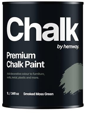Hemway - Premium Chalk Paint - Smoked Moss Green 1 L | Chalky Matt Shabby Chic Finish for Interior Furniture & Walls | Quick Dry & 1 Coat