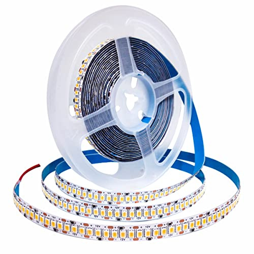 Tesfish 12V LED Remsa, Varmt vitt 3000K 5 Meter Strip Lights SMD 2835 IP20 240 LEDs/M, Totalt 1200 LEDs Superljus Ljus Bar LED Ljuslist för Sovrum, Kök Dekoration