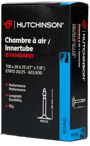 HUTCHINSON - Cámara de Aire - Estándar - Innertube - Resistencia y Antipinchazo - Bicicleta de Carretera - Válvula Presta - Espesor 0,9 mm - 60 MM - 700 x 20-25