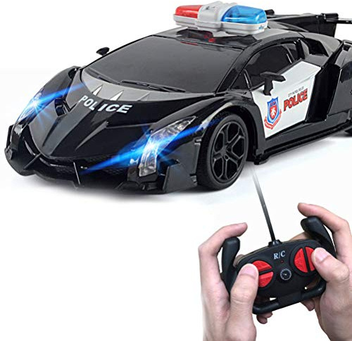 fansheng Télécommande voiture 1/24 RC Police voiture électrique flic voiture jouet pour enfants garçons cadeaux