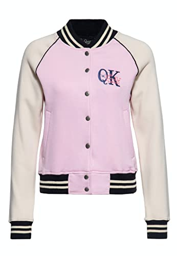 Queen Kerosin Damen College Sweatjacke Stickerei Regular Fit Retro Vintage Style Sweat Jacke Baseball Jacke Rockabella 50S Poodle Lounge