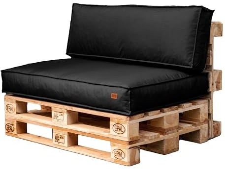GoldenGroup Set de jardin - Coussins pour meubles en palette - Tissu résistant - Coussins en palette remplis de granulés de mousse - 120 x 65 x 15 cm - Coussins d'assise et 120 x 40 x 10 cm - Coussins