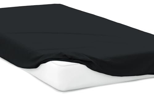 Mixi Trends Spannbettlaken Jersey Spannbetttuch 100% Baumwolle Bettlaken Bettlaken, Größe:120 x 200 cm, Farbe:Schwarz