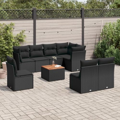 SECOLI Conjunto de muebles de jardín de ratán con espacio de almacenamiento, XXL, muebles de terraza, sofá de salón, grupo de asientos de ratán, muebles de esquina, juego de muebles de balcón, color