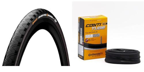 Continental Fahrradreifen Grand Prix 4-Season 32-622, 0101095 & Luftschlauch Fahrrad Tour 28, Schwarz, 182031, S 42