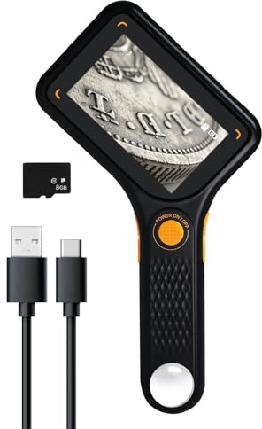 Microscopio digitale 500X con schermo IPS Autofocus Lente d'ingrandimento USB 64GB Supporto per monete Gioielli PCB Riparazione Biologia 8 Luci LED per Windows Mac Display da 3 pollici Visualizzatore