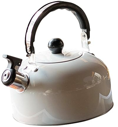 BAZEITFLOW Tetera Silbante De Acero Inoxidable 3l Blanca Con Mango Ergonómico Hervidor Para Cocina Estufa y Café Familiar