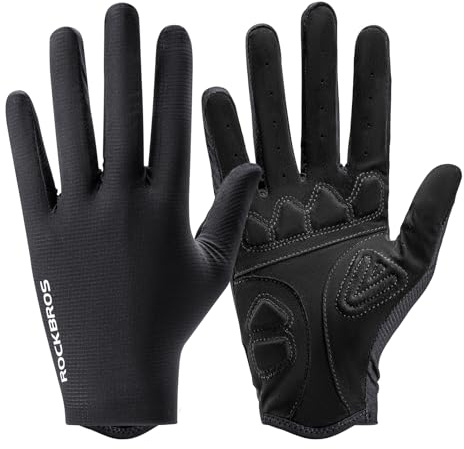 ROCKBROS Cycling Gloves for Men Women Breathable SBR Anti-Slip Bike Gloves Full Finger Touch Screen for Mountain Road Bicycle