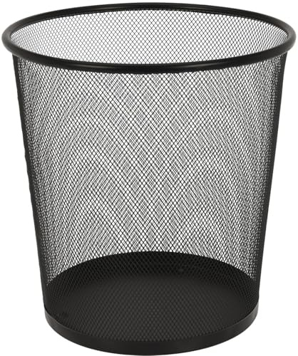 mucHome Papierkorb Mülleimer aus Metall, Schwarz Draht Mülleimer für Büro und Zuhause Metallgeflecht rund Abfalleimer Papiereimer Trash Can Papiermülleimer (1 Stück)