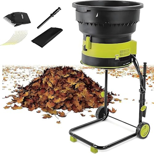 2 500 W lövförstörare med hjul, bladlös elektrisk mulcher och kompostkrossare, 54 cm tratt för tallnålar och trädgårdsskräp, inkluderar 50 m nätsladd