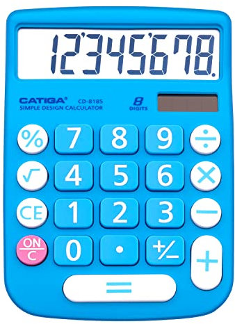 CATIGA Schreibtisch CD8185 und Home Style Taschenrechner, 8-stellig, LCD-Display, geeignet für Büro und Move. (Blau)