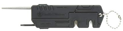 Smith & Wesson Knife Sharpener with Fine, Coarse Sides, Screwdriver, Heavy Duty Construction and Keychain for Survival, Hunting, Outdoor and EDC, Black