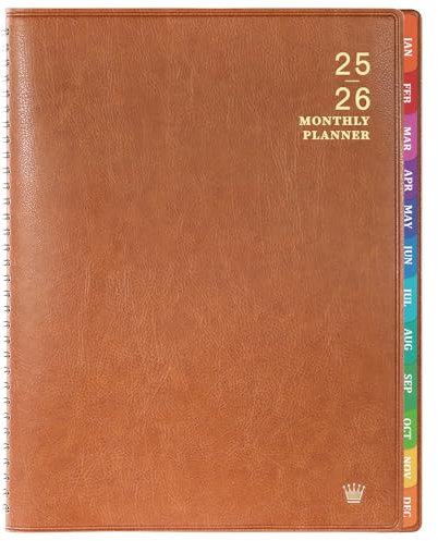 2027 Monthly Planner - 2027 Calendar/Planner 12 Months with Faux Leather, 8.86 x 11.4, Jan.2027 - Dec.2027, 15 Notes Pages, Strong Twin - Wire Binding, Pocket, Monthly Tabs, Perfect Organizer