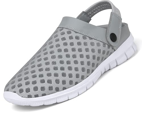 SAGUARO Sommar, unisex tofflor, tofflor med nät som andas, trädgårdssko. Storlek 36-48, - GRÅ - 36 EU