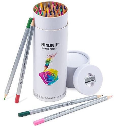 FUNLAVIE 48 Colouring Pencils Set for Adult Coloring Books, Illustration and Sketching with Storage Case, Ideal for Drawing, Blending & Shading, Coloured Art Supplies for Beginner & Artist