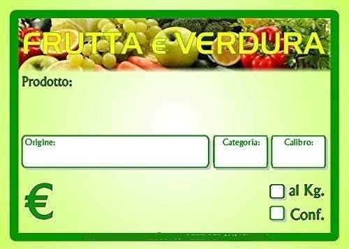 KIT 100 pezzi CARTELLINI personalizzabile - FRUTTA E VERDURA mod. 2 - Etichetta segnaprezzo Cartoncino prezzo ideale per professionisti (150X100)