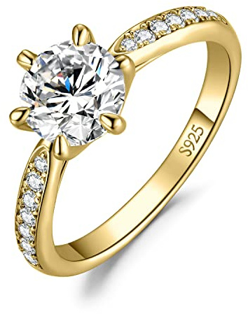 JewelryPalace Classic 1ct 1,5ct 2ct 3ct Rundslipad Moissanit Solitär Löftesring Dam, Förlovningsring Damring Silver 925 Med Sten Kvinnor, Simulerad Diamant årsdag Vigselringar Silverringar