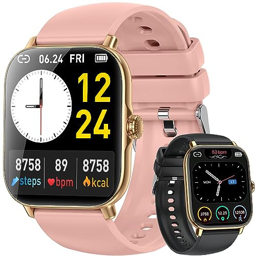 zhizhi Smartwatch Damen Herren Fitnessuhr Armbanduhr Bluetooth Anrufe mit Pulsmesser Herzfrequenz blutdruckmessung Schrittzähler IPX8 Wasserdicht 20 Sportmodi Aktivitätstracker Sportuhr für Android