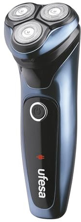 Ufesa Rasoir électrique rotatif en métal AR3050 avec lames flexibles double lame, IPX7, tête pivotante, tondeuse extensible, design ergonomique, autonomie 45 minutes, charge rapide