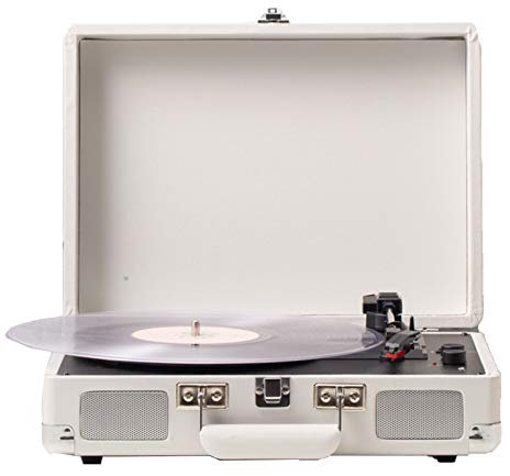 Giradischi Portatile per Valigia con Altoparlante Stereo, Giradischi per Valigia in Vinile con Trasmissione a Cinghia a 3 velocità, Supporto per Registrazione da 7/10/12 Pollici, Uscita Audio RCA