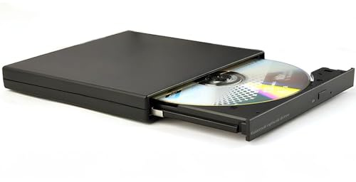 Extern CD/DVD-enhet för bärbar dator, USB Silm bärbar CD-brännare +/-RW DVD ROM-spelarläsare skrivare optisk skivenhet för bärbar dator dator PC Windows 11/10/8/7 Linux OS Mac Macbook (med