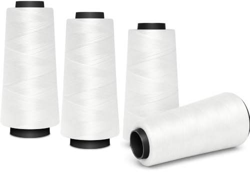 4 Konen Nähmit Overlock Sewing Thread 1500 Metres Each 100% Polyester Yarn for Overlock Coverlock & Cover Stitch Sewing Machines Thread Thickness 40/2 (120) (A02-501-White)
