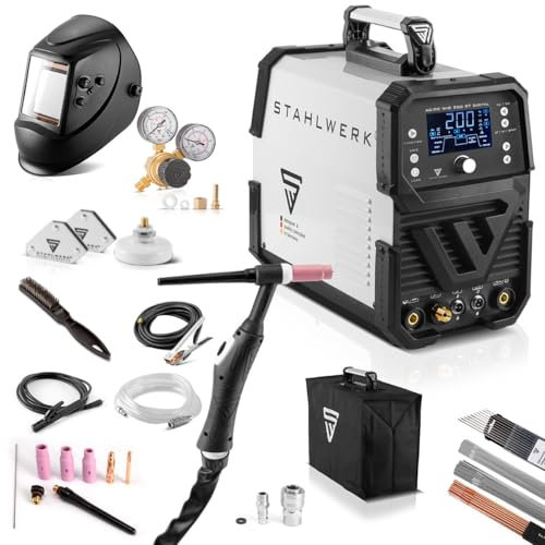 STAHLWERK Soldadora combinada 2 en 1 AC/DC TIG 200 ST - totalmente equipada - Máquina de soldar digital, TIG/MMA 200A, ignición HF, función spot, modo clean, IGBT, pantalla digital y conexión remota