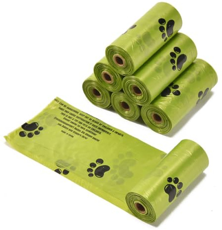 SGERUFZ 6 Rollos/90 Unidades Bolsas para Excrementos de Perro con Dispensador Hechas de Mezcla de Almidón de Maíz Extra Gruesas a Prueba de Fugas y Fuertes