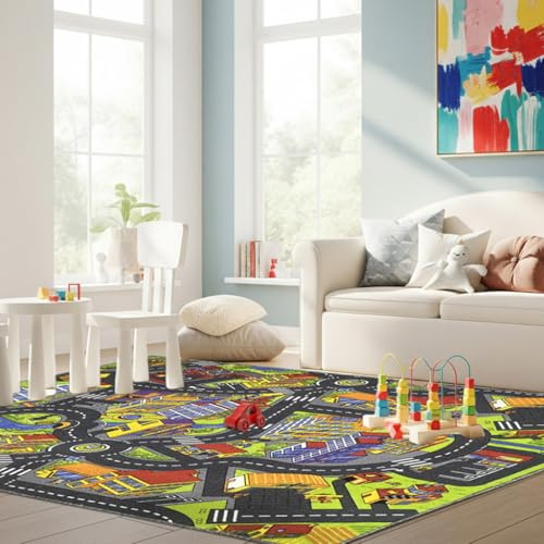 Alfombra Carreteras – Ideal para Jugar con niños y niñas con Coches – Segura, Lavable y Llena de Aventuras (100 x 100 cm)