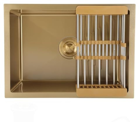 Barra de acero inoxidable para montaje inferior, 8 pulgadas de profundidad, hecha a mano, nanorrevestimiento, cocina moderna con 4 accesorios, montaje superior/montaje inferior (22 x 18 pulgadas
