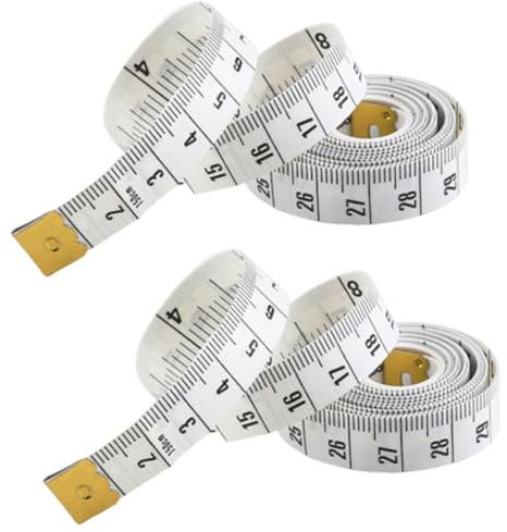 YUVKIN 2 Pièces Mètre à Ruban de Tailleur de Mesure, Mesure Flexible et Double Face avec Bouton, Souple pour Regime Couture Tailleur, Ruban Mesure Corps et Metre Couture (150 cm x 15 mm)