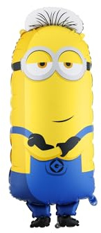 PartyDeco® FB330 Globo de papel de aluminio Minion Tim 40 x 100 cm, globo XXL para helio o aire, globos para fiestas de cumpleaños, globos de minions como decoración de cumpleaños
