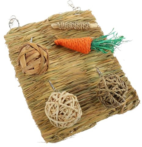 TOPBATHY Tapis de Paille Naturel pour Petits Animaux Tapis de Jeu pour Hamster et Gerbille Sûr pour Creuser et Ronger Set de 1 et Confortable