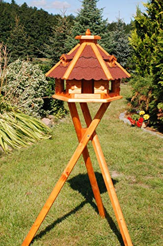 Deko-Shop-Hannusch Vogelhäuschen, Vogelhaus mit Bitumschindeln, behandelt mit Ständer