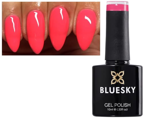 Bluesky GEL NAIL POLISH BUBBLEGUM BRIGHT PINK ORANGE CS42 Nail UV LED Soak Off 10ml (Requires Drying under LED/UV Lamp)