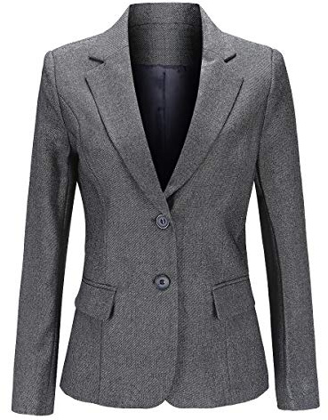 YYNUDA Chaqueta elegante de manga larga para mujer, informal, para el trabajo, formal, elegante y ajustada, gris, 44
