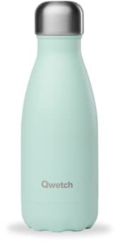 Qwetch - Borraccia Termica 260ml in Acciaio Inox Verde Pastello - 24h Freddo, 12h Caldo - Ermetica, Senza BPA & Riutilizzabile - Bottiglia Termica per Sport, Ufficio, Viaggi, Escursioni
